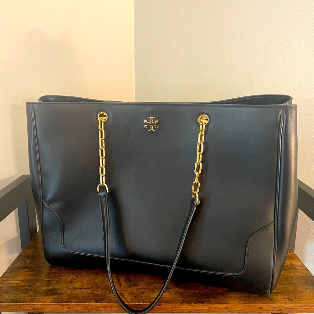 Tory Burch Carter Large Tote in Perfect Black with Gold Hardware Retail …